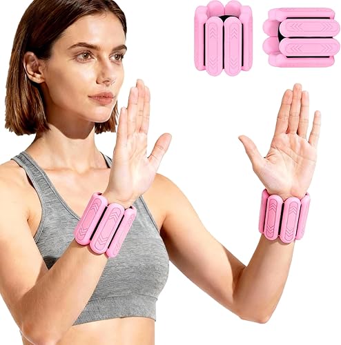Juego de 2 pesas para tobillo (1 libra2 libras cada una) Pesas ajustables de alta calidad para muñeca y tobillo para mujeres y hombres, pulseras de