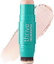 Thrive Causemetics Triple Threat Color Stick: Cream Highlighter Stick with Vitamin E, Evening Primrose Oil, Waterproof Smudge Proof Face Makeup Formula, Joy (Gold Shimmer)