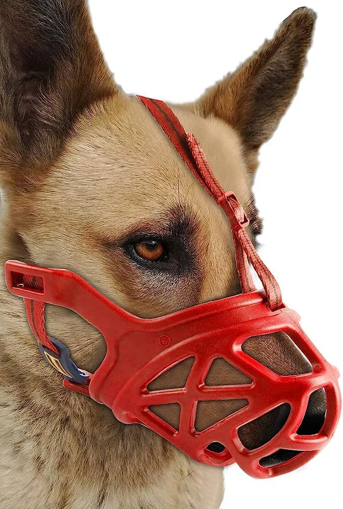 RvPaws Dog Mouth Cover Muzzle/Bite Guard with Adjustable Strap Muzzle Ideal for Stopping Biting, Barking and Chewing Aggressive Dogs and Puppies - Red (No-2, Small) (B0C9728WTJ) Amazon Price History, Amazon Price Tracker
