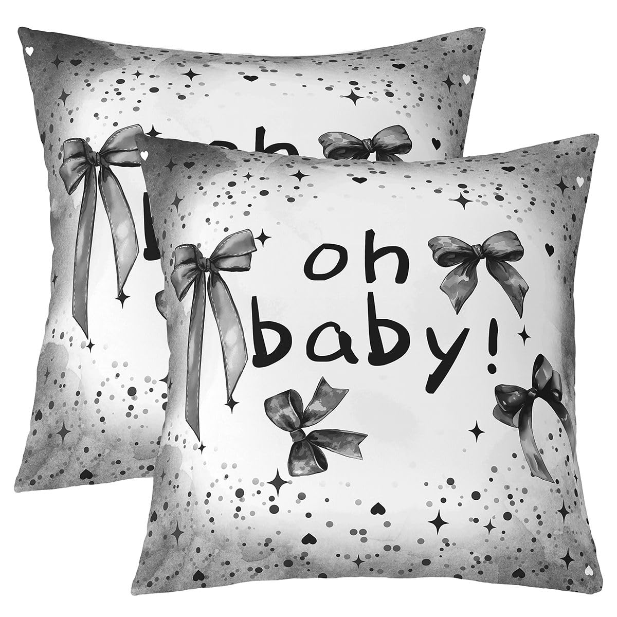Housse de coussin 55x55 lot de 2 taies grises à ruban pour sublimer votre canapé avec élégance