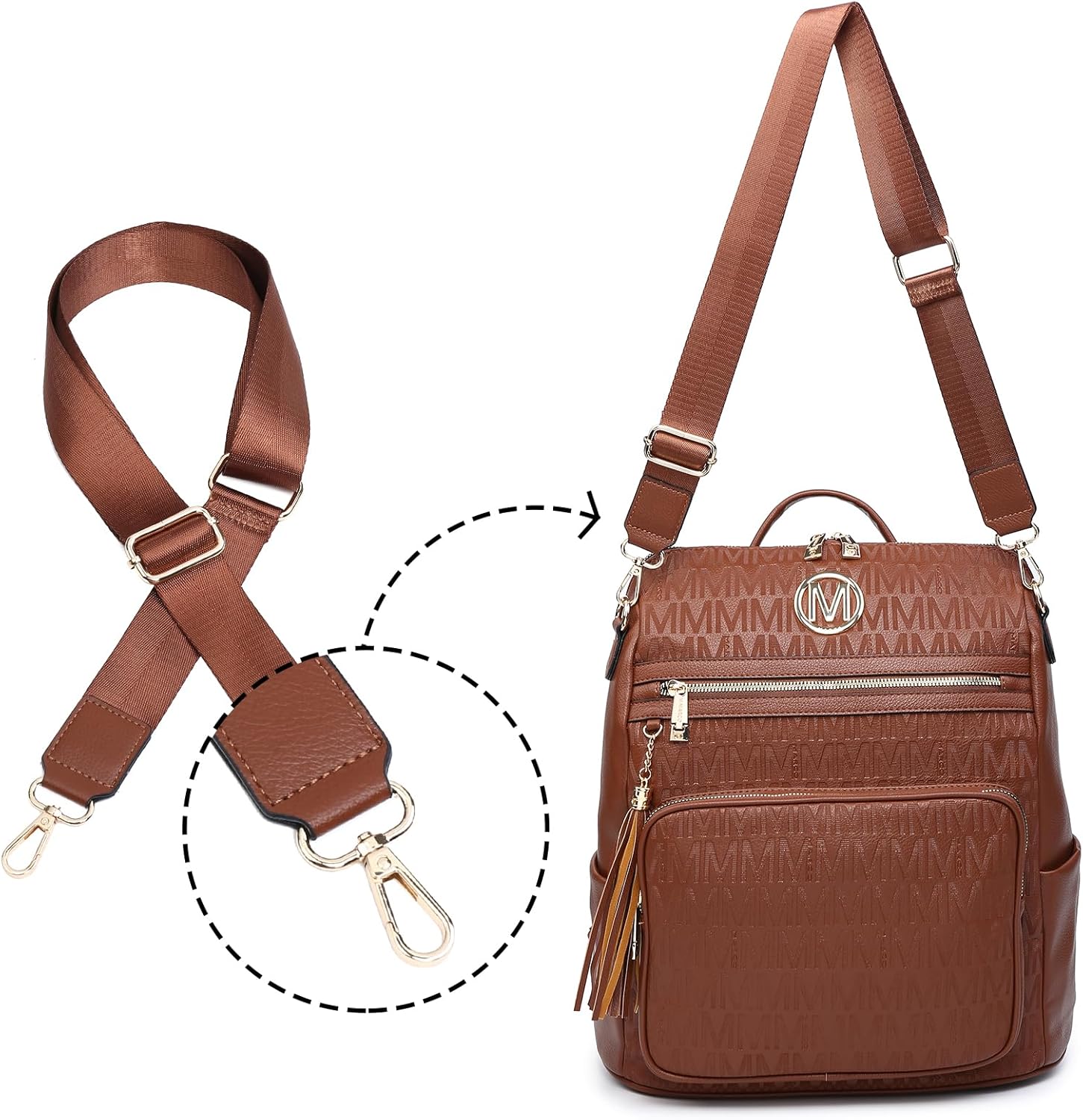 MKP COLLECTION Women Fashion Backpack Purse Convertible Large Rucksack Versatile Travel Shoulder Bags Handbag Set with Tassel - Image 2