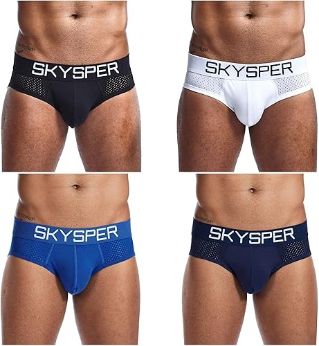 SKYSPER Suspensorio de malla transpirable para hombre, 2 piezas, 3 piezas, 4 piezas, ropa interior masculina, partidarios atléticos para hombres