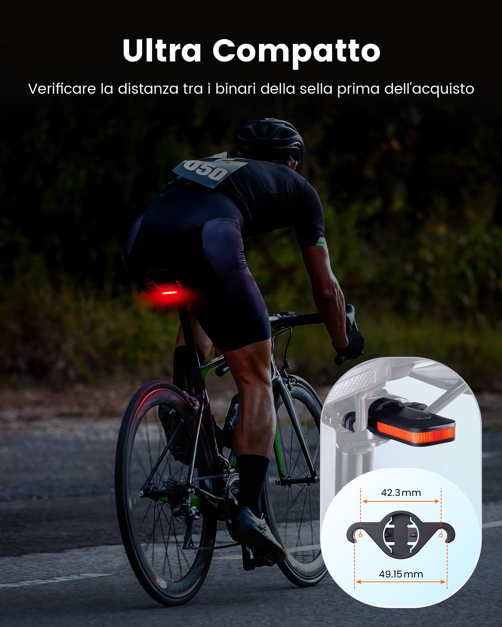 RAVEMEN CL01 Luci Posteriori per Bici, 30 Lumen Grandangolare a 300° per bicicletta su Strada o Guida in Città, Impermeabile IPX6 5 Modalità,Rilevamento dei Freni Ricaricabili USB C ON/OFF Automatico
