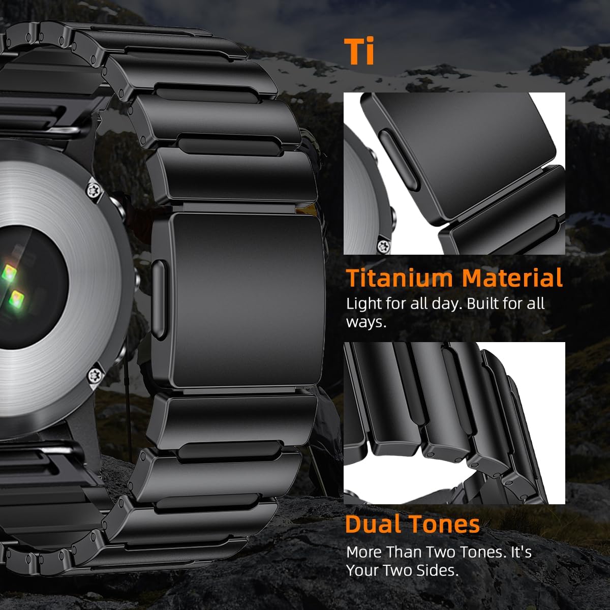 Titanium Compatible for Garmin Fenix 8 51mm 7X 6X 5X Watch Band,26mm Dual-Color Magnetic Quickfit Bands Gifts for Men Fenix 7X 6X Pro/5X Plus/3HR/Instinct 2X Solar3 50mm/Enduro/Tactix/Epix Pro2