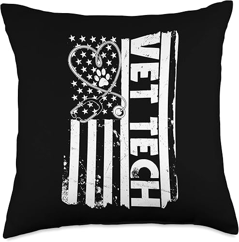 Miniatura 5 de Veterinary Technician Design Animal Health USA Flag Vet Tech Veterinarian Nurse America Throw Pillow, 16x16, Multicolor