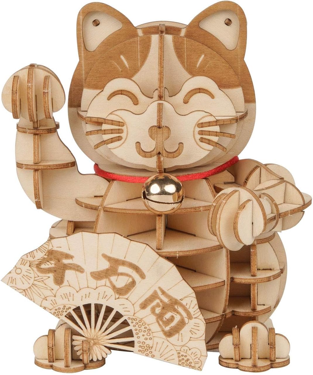 Rolife 3D Wooden Puzzle Lucky Cat -72pcs Japanese Maneki Neko Welcome Display Greeting for Blessing Good Fortune - Building Toys Gift for Adults (Plutus Cat)
