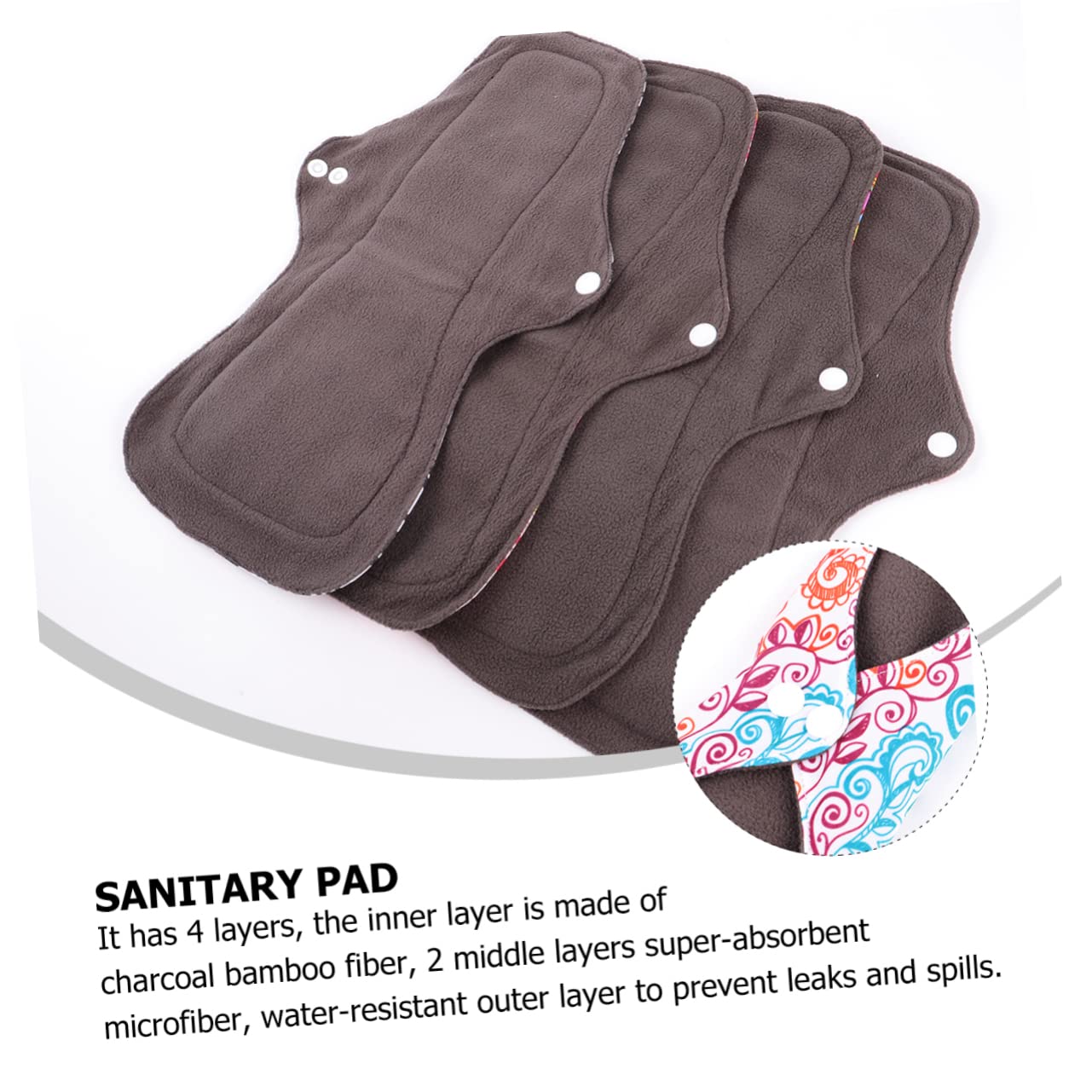 Toalla Sanitaria Reutilizable 4piezas de Fibra con Superficie Seca | Incluye Bolsa de Almacenamiento, Formato Lavable, Uso Femenino, Acabado Cómodo y Práctico Día a Día
