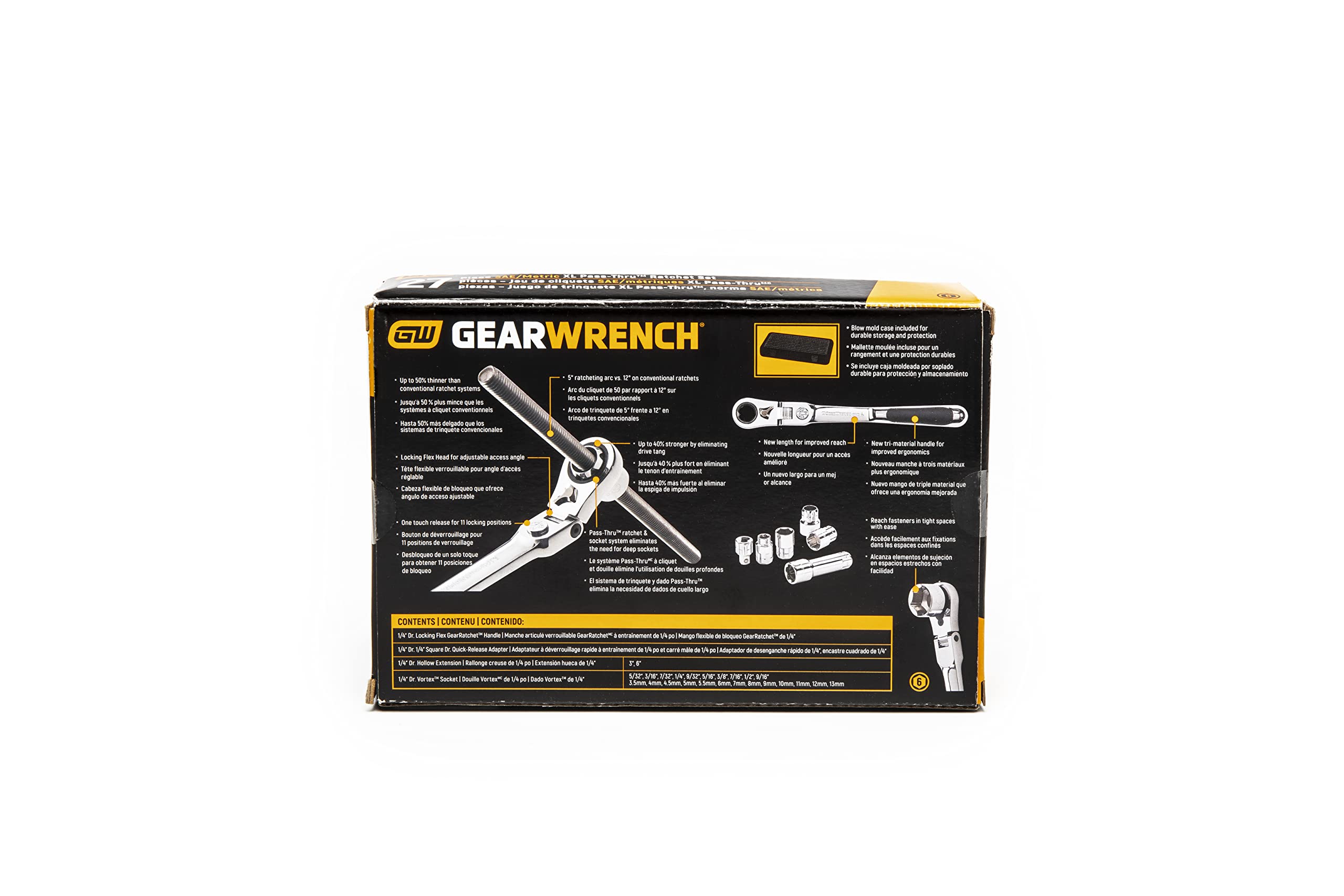 GEARWRENCH Zestaw 27 standardowych narzędzi mechanicznych SAE/metrycznych 6 punktów 6 pt