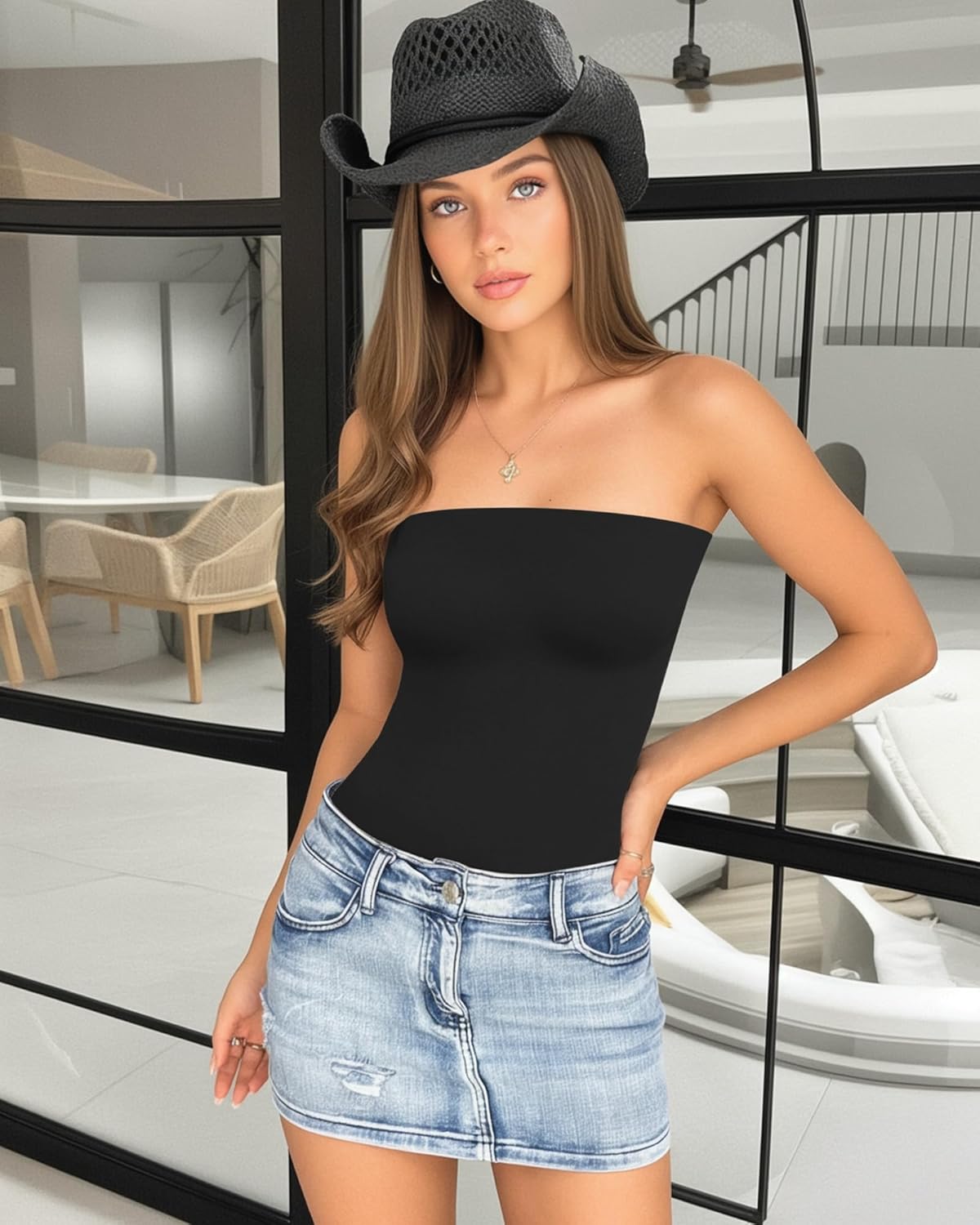MANGOPOP Women‘s Strapless Thong Bodysuit Sexy Tube Top Off The Shoulder Double Lined Bodysuits Summer Going Out Tops - Image 5