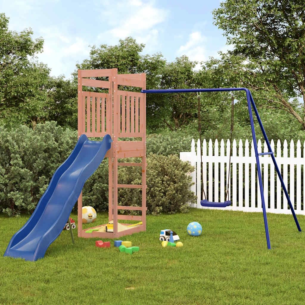 Spielturm Massivholz Douglasie 242 x 335 x 207 cm Spielturm Klettergerüst mit Rutsche Schaukel Kletterwand Kinder Kletterturm Spiel-Zubehör für Garten Holz Spielplatz Spielhaus