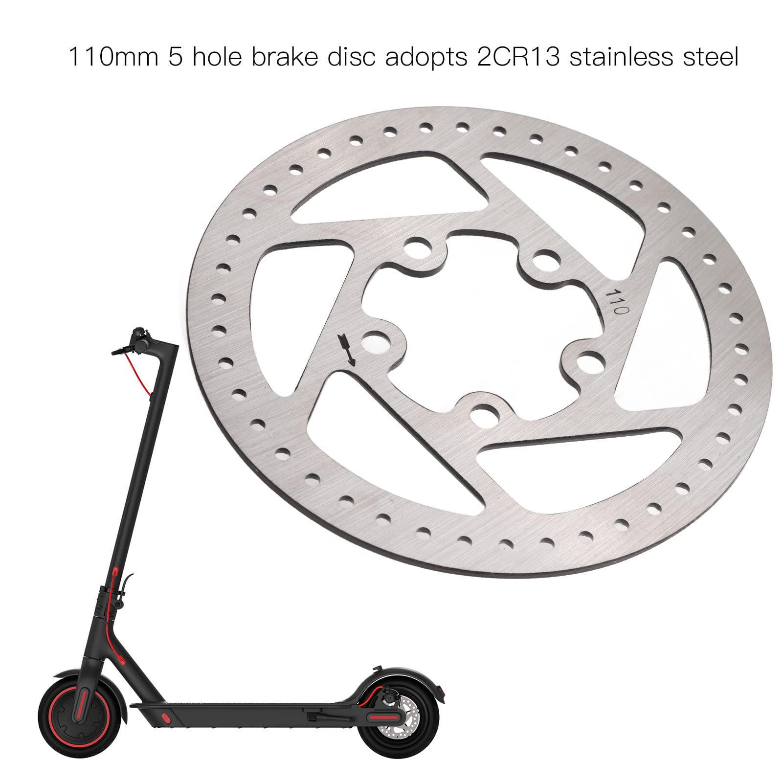 BuyWeek Disco Freno Rotore del Freno a Disco per Xiaomi M365 1S LITE, 110 mm a 5 Fori in Acciaio Inossidabile per Monopattino Elettrico