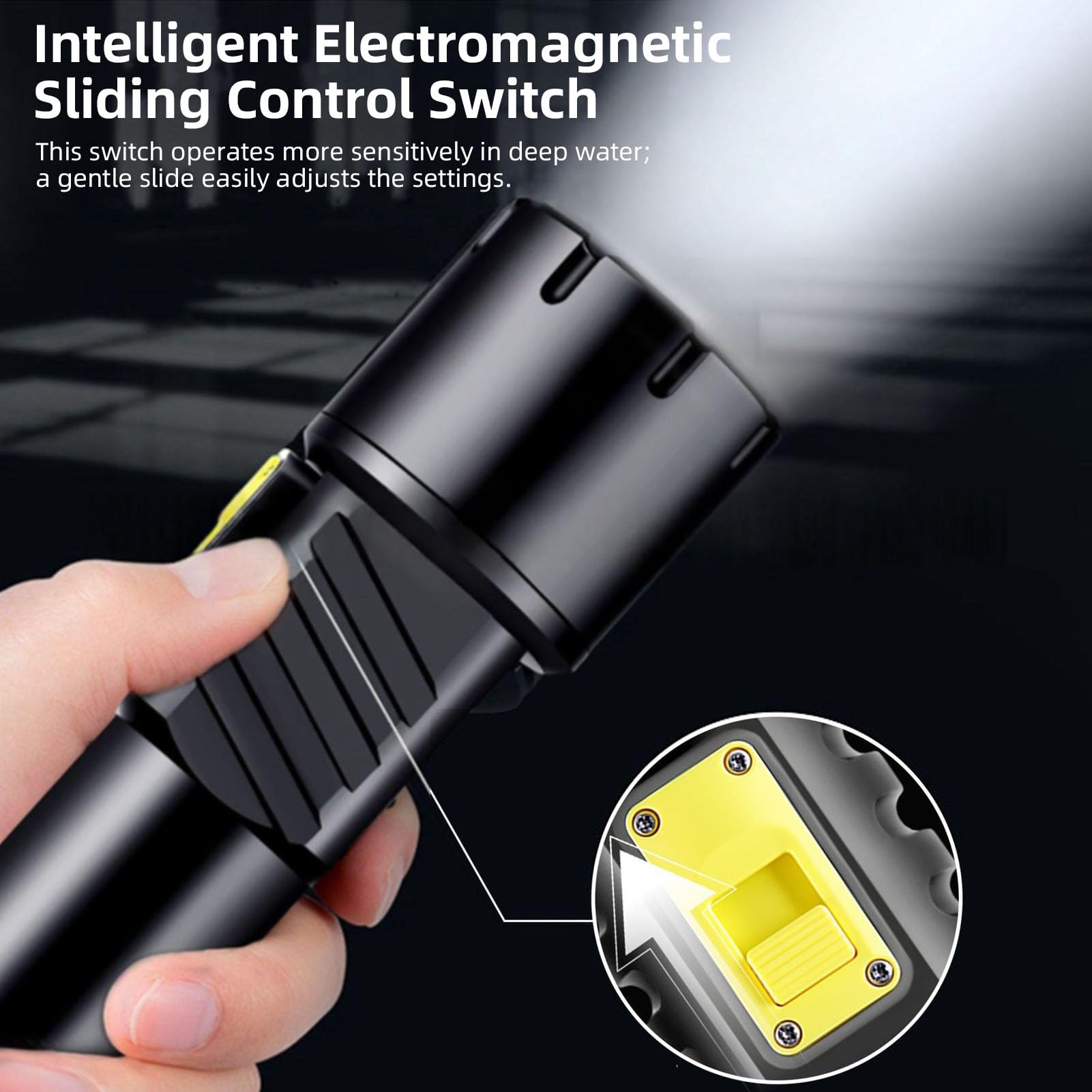 Torcia subacquea impermeabile in alluminio, ad alta luminosità, torcia subacquea a LED per esplorazione subacquea