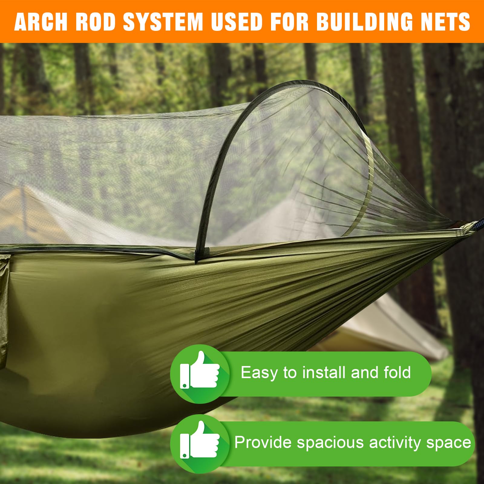 Amaca da Campeggio con Zanzariera 270x140cm Ultraleggera Nylon Capacità 300kg Portatile con Borsa