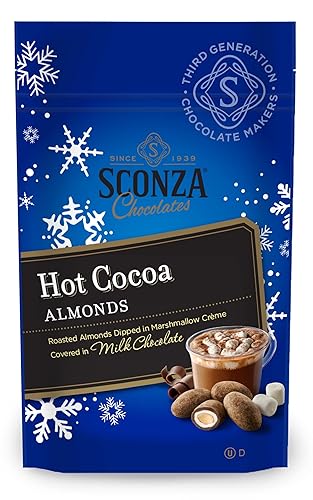 Miniatura 2 de Sconza Almendras calientes de cacao  Almendras tostadas sumergidas en crema de malvavisco y chocolate con leche  Paquete de 3 (4.5 onzas cada una)