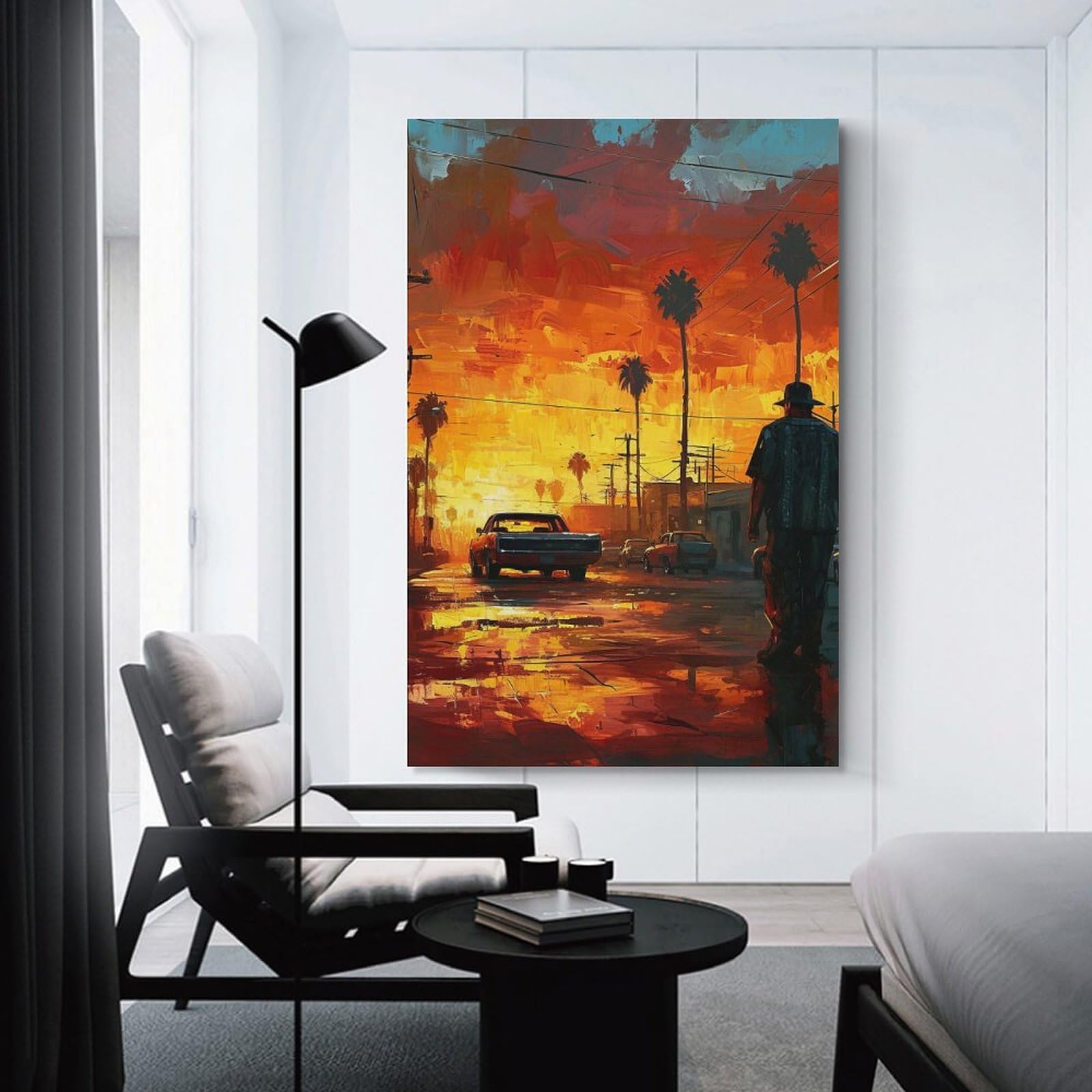 Junmoney Sunset Drive Art Hanging Wall Art 24x36inch(60x90cm), for Gallery Wall Decor And Room Displays, A Versatile Canvas Print for Layering