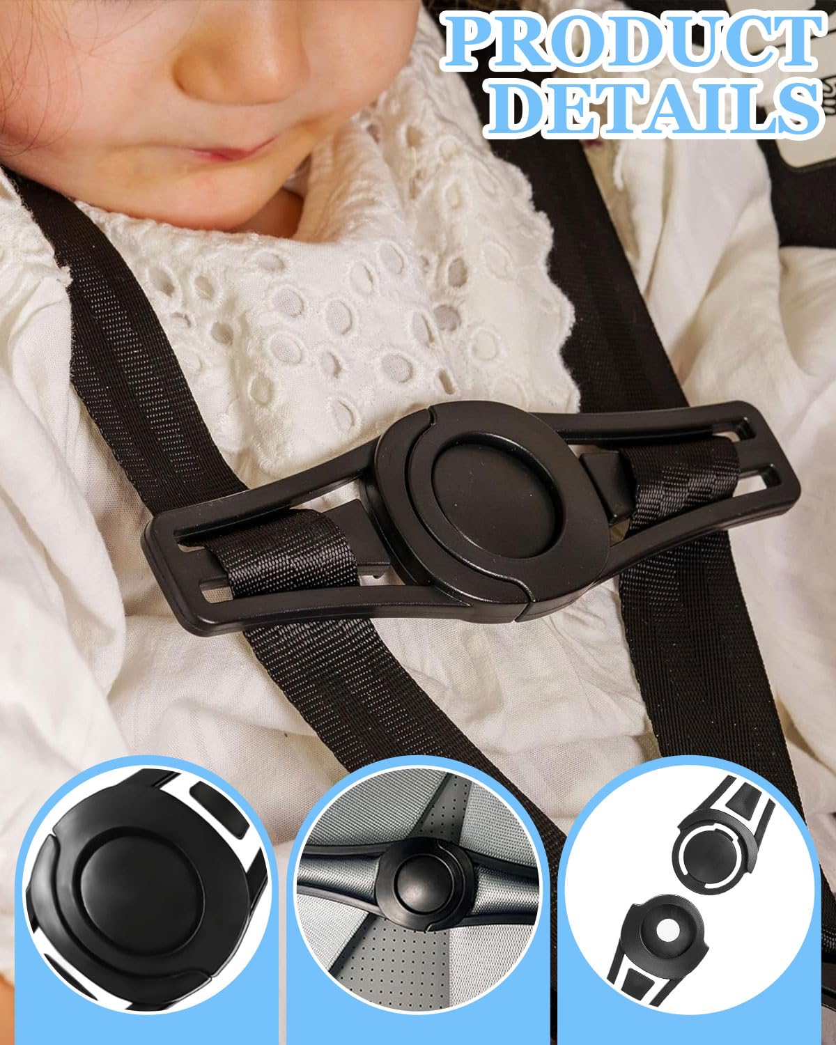 Abschnallschutz Kindersitz, Gurtschloss-Sicherung, Sicherheitsgurt Clip, Verschluss-Kindersitz, 2 Stück