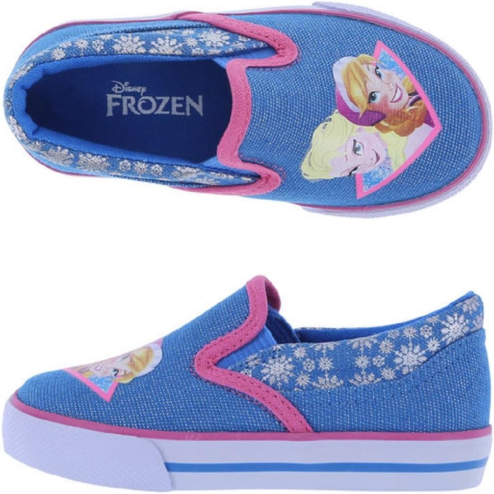 Disney Girl's Frozen Elsa and Anna Canvas Slip On Shoes