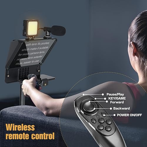 Miniatura 2 de Andoer A10 - Teleprompter portátil para teléfono inteligente DSLR con soporte de teléfono, control remoto para grabación de video, transmisión en