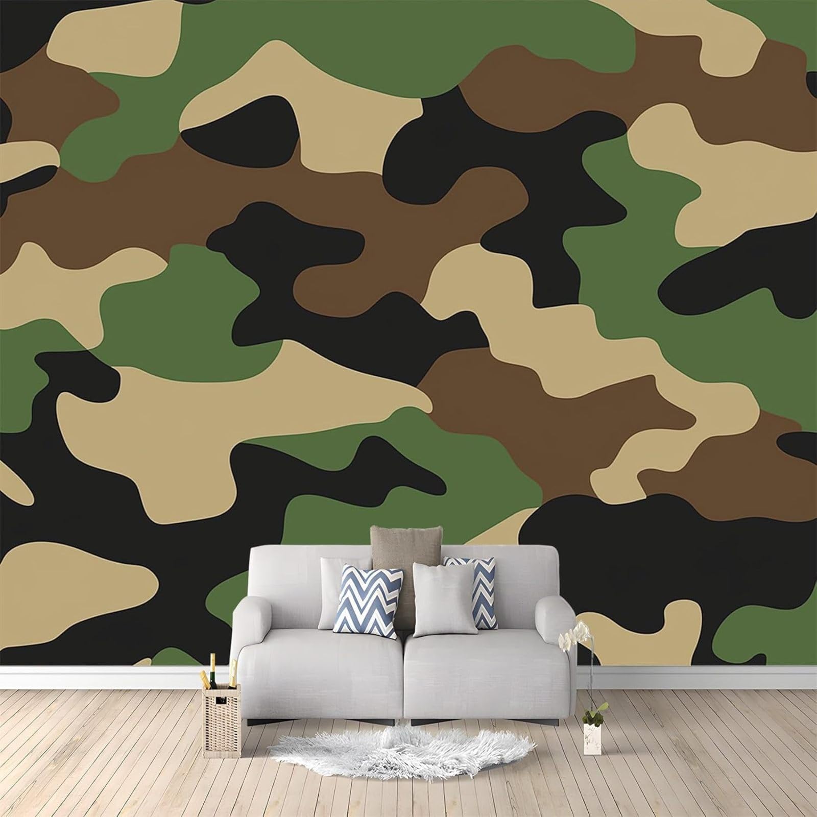 hgjdjhnf Photo Wallpaper Green Camouflage Pattern Wallpaper 3D Non-Woven Wall Decoration Wallpaper Decoration Study Room Living Room Restaurant Cafe,250cmx175cm Stickers - Frameless Painting - Poster