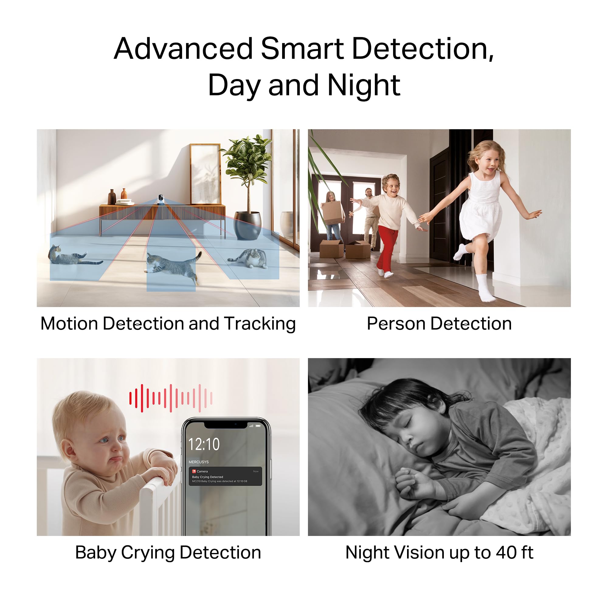 MERCUSYS MC210 2K 3MP kamera do monitoringu wewnątrz 360°, Wi-Fi 2,4 GHz, noktowizor, dwukierunkowe audio, rozpoznawanie AI, kompatybilna z Alexa, karta micro SD do 512 GB