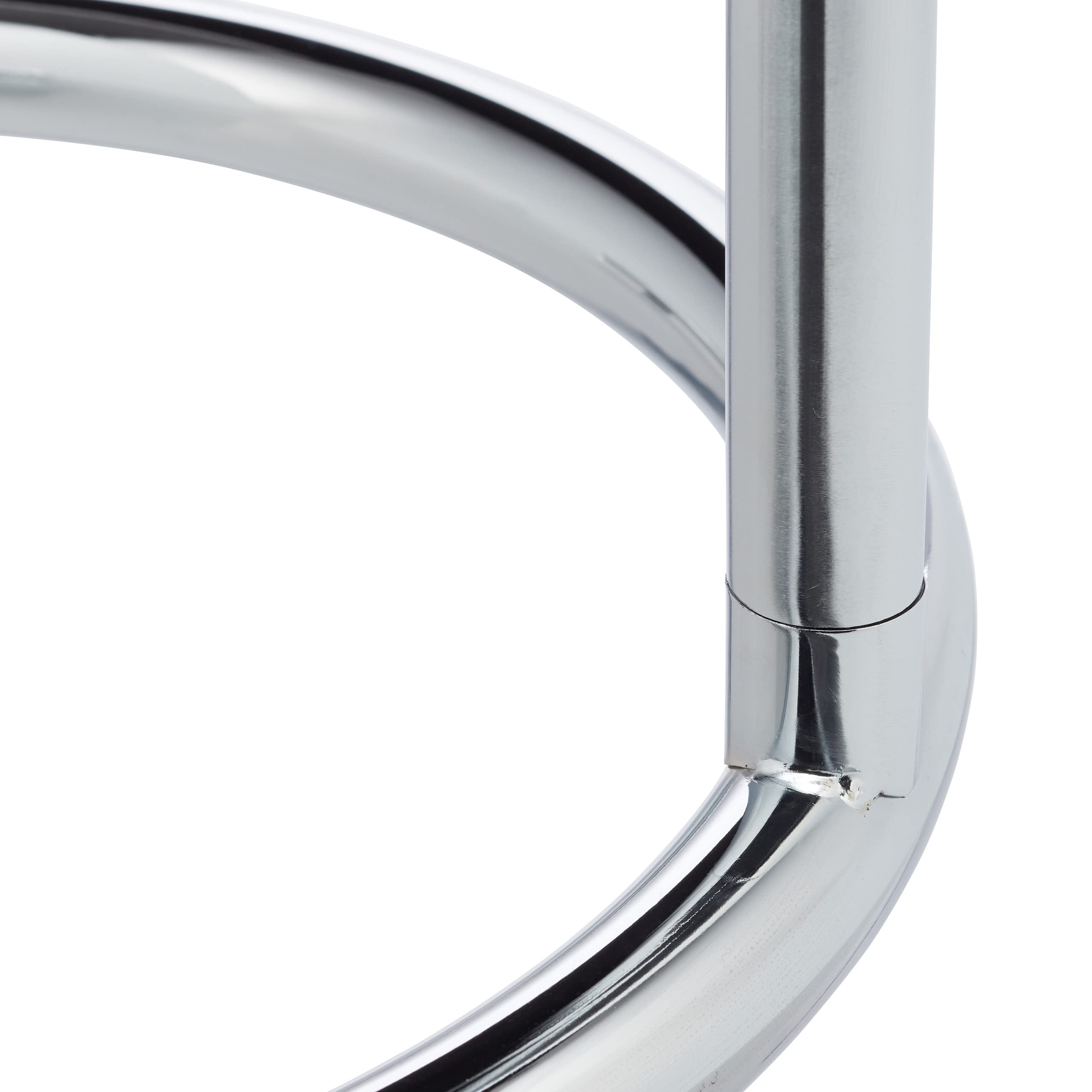 Relaxdays Tavolino Caffè Altezza Regolabile fino a 70 cm, Tavolo Piccolo per Salotto, Acciaio Cromato, Ripiano in Vetro, Ø 46 cm, Argento