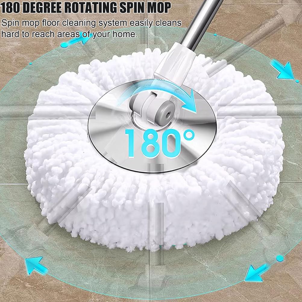 Seau rotatif avec système d'essorage et tête pivotante pour un nettoyage efficace du sol