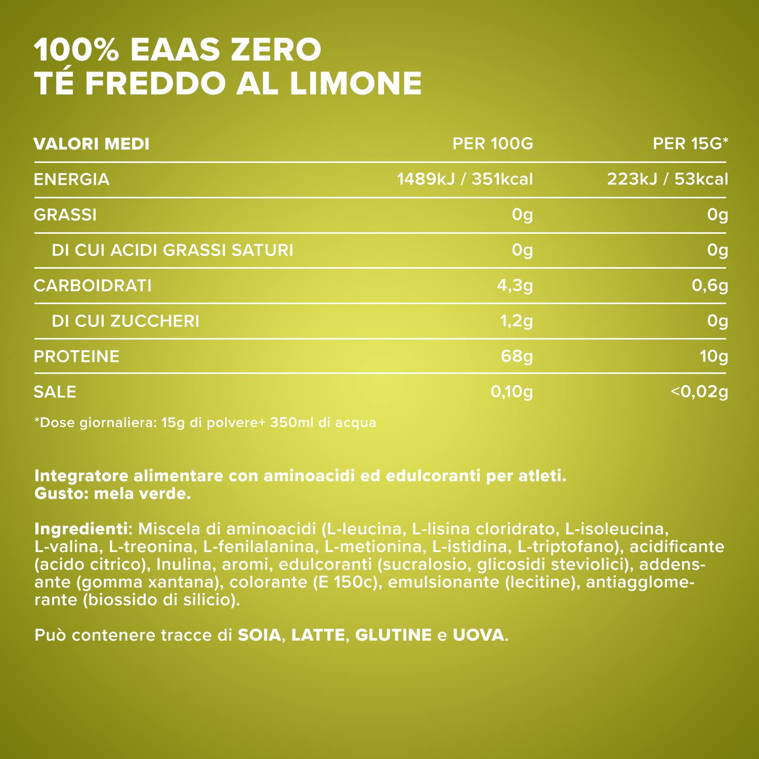 IronMaxx 100% EAAs Zero - Aminoacidi in polvere- integratore a base degli 8 aminoacidi essenziali con alto contenuto di BCAA- vegano- senza zuccheri- gusto: Tè Freddo Al Limone- Alta Dose- 500g
