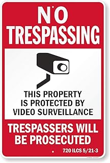 SmartSign "No Trespassing - Property Protected by Video Surveillance" Official Illinois Sign | 24" x 36" Aluminum, Made in USA