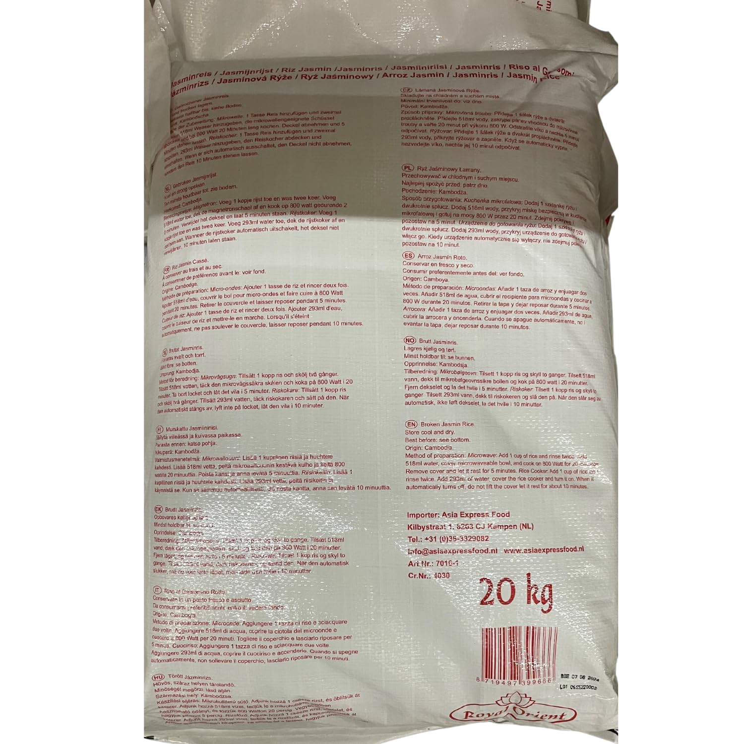 Royal Orient - Gebrochener Jasmin Reis - (1 X 20 KG)