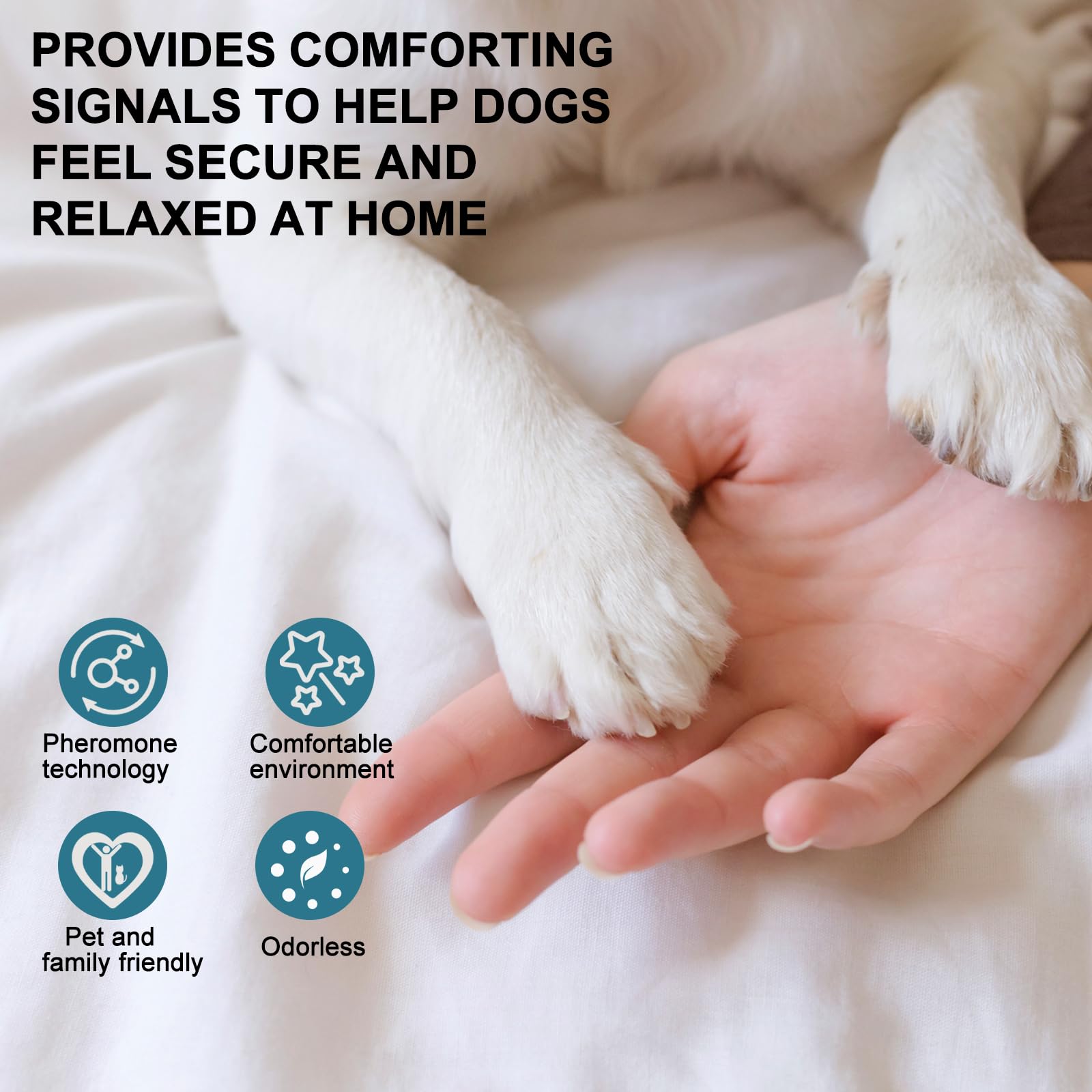 JJW Kit Diffuseur de Phéromones Apaisantes pour Chiens - 1 Diffuseur + 4×48ml Recharges | Réduit Anxiété, Stress & Peur | Apaisant pour Orages, Circulation, Nouveaux Environnements