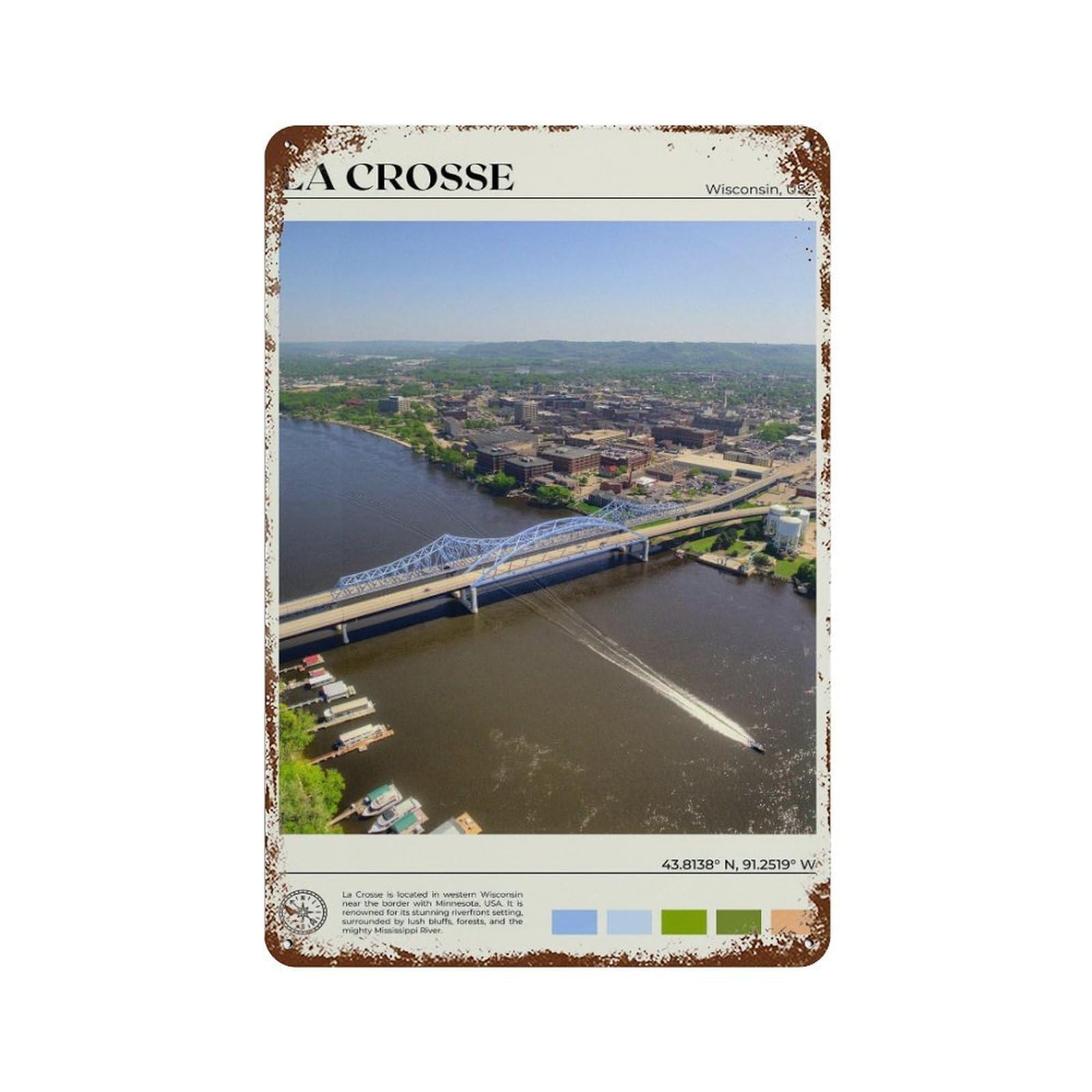 xiaoxiaoshen Real Photo La Crosse Wisconsin USA Wall Decor Art Metal Tin Poster Modern Home Decor Art Home Bar Shop Decorations Vintage Sign 30x20cm