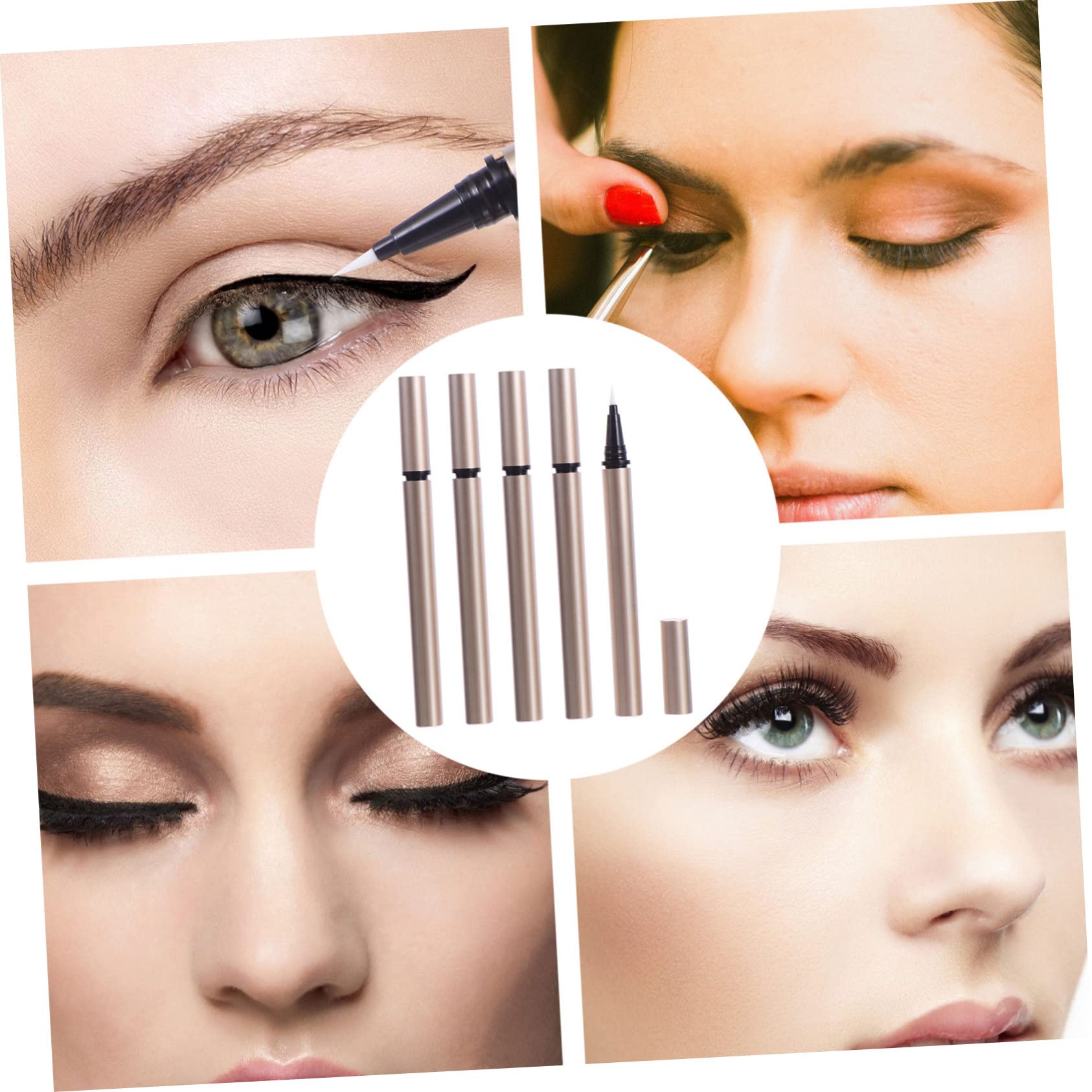 VALICLUD Eyeliner Stifthülsen in Gold 1ml Wiederbefüllbare 5 Stück aus Kunststoff zum Aufbewahren und Nachfüllen von Flüssigem Eyeliner für Märkte und Kosmetikgroßhändler