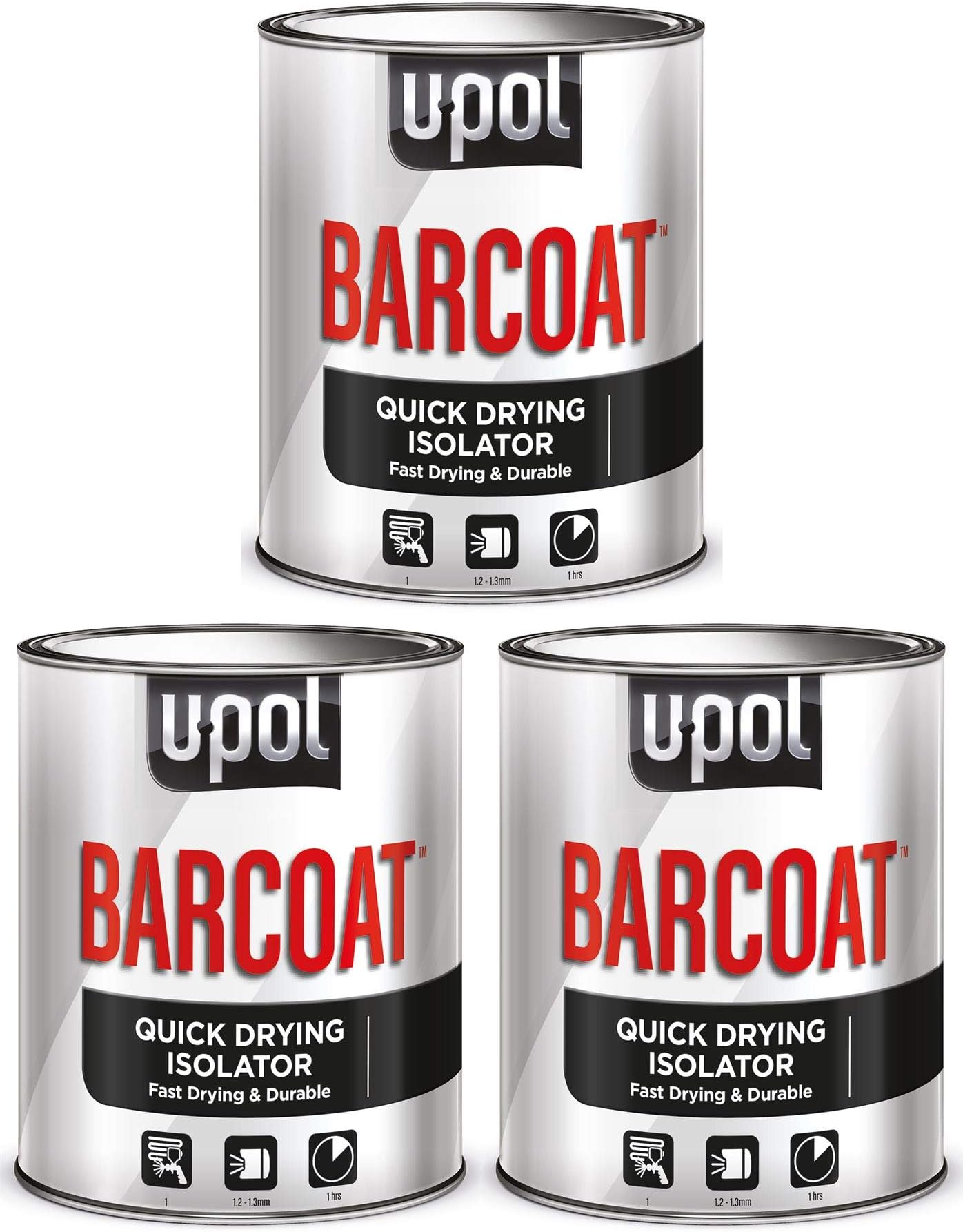 U-POL Barcoat Quick Drying Isolator 3 x 1Litre Cans UPol Pre Paint Isolation System Prevents Lifting and Bleeding of existing Paitn Film Sensitive to Solvent Attack