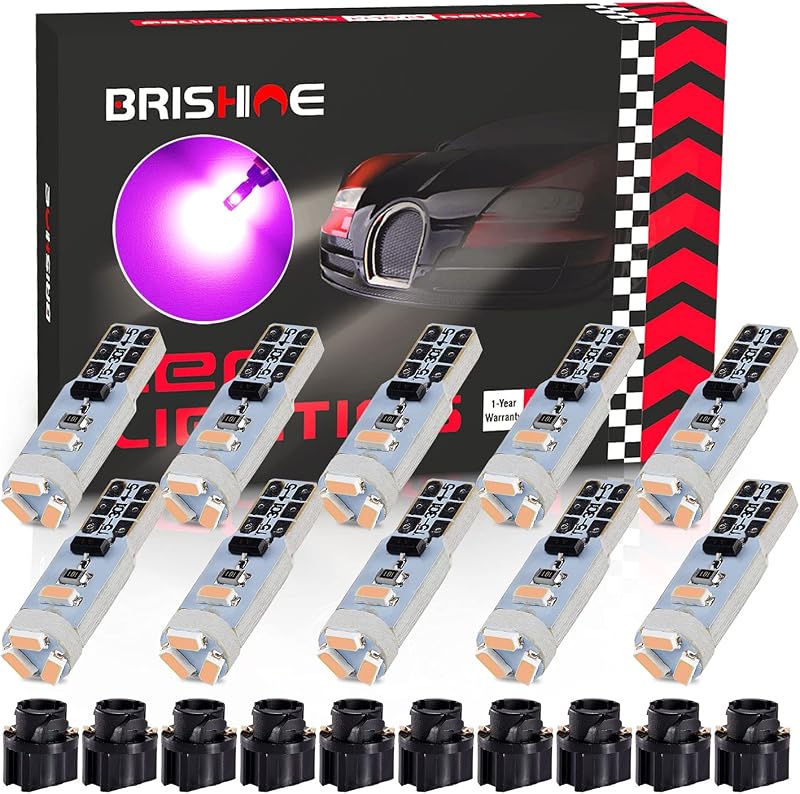 Lâmpadas LED T5 74 2721 BRISHINE Rosa-Roxo com Soquete Twist Lock – Kit com 10