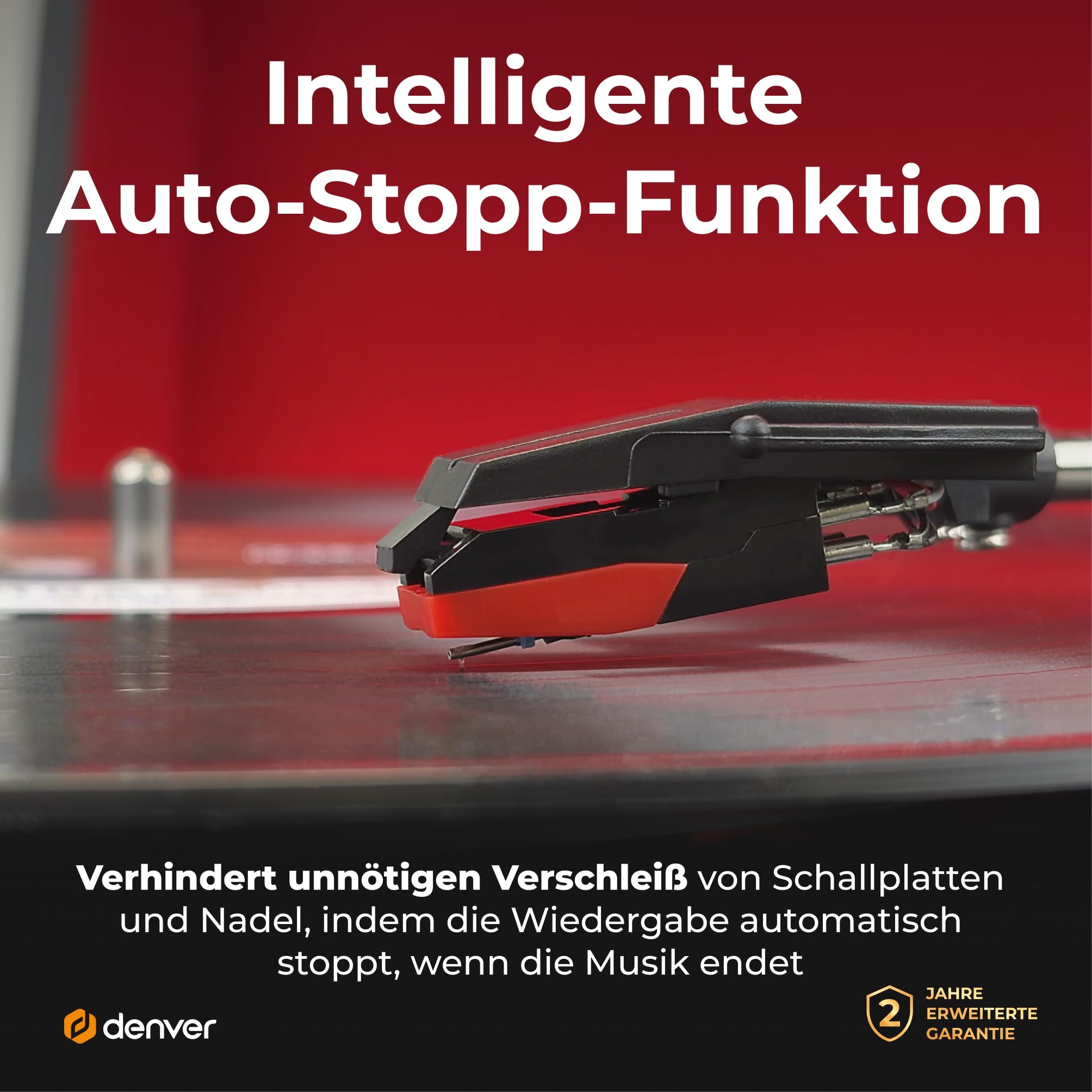 Denver VPL-120B Kofferplattenspieler Schwarz – Retro Plattenspieler mit Lautsprecher, USB Vinyl Player zum Digitalisieren, Auto-Stopp, Schallplattenspieler Vintage mit RCA-Ausgang