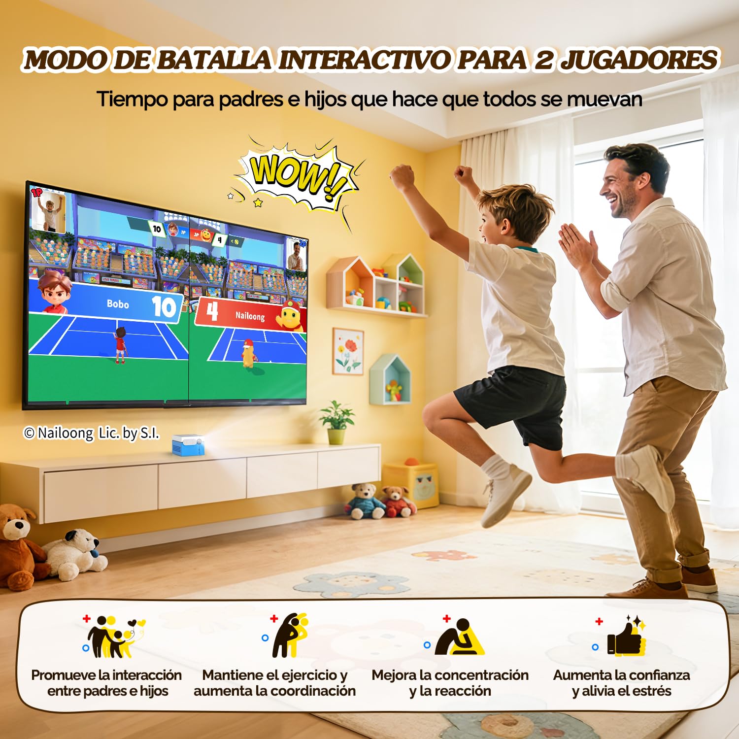 KINHANK MotionX Consola de Juegos con Sensor de Movimiento, Sistema de Videojuegos Interactivo físico para Padres e Hijos, sin Mando/actualizaciones continuas, Regalo para niños