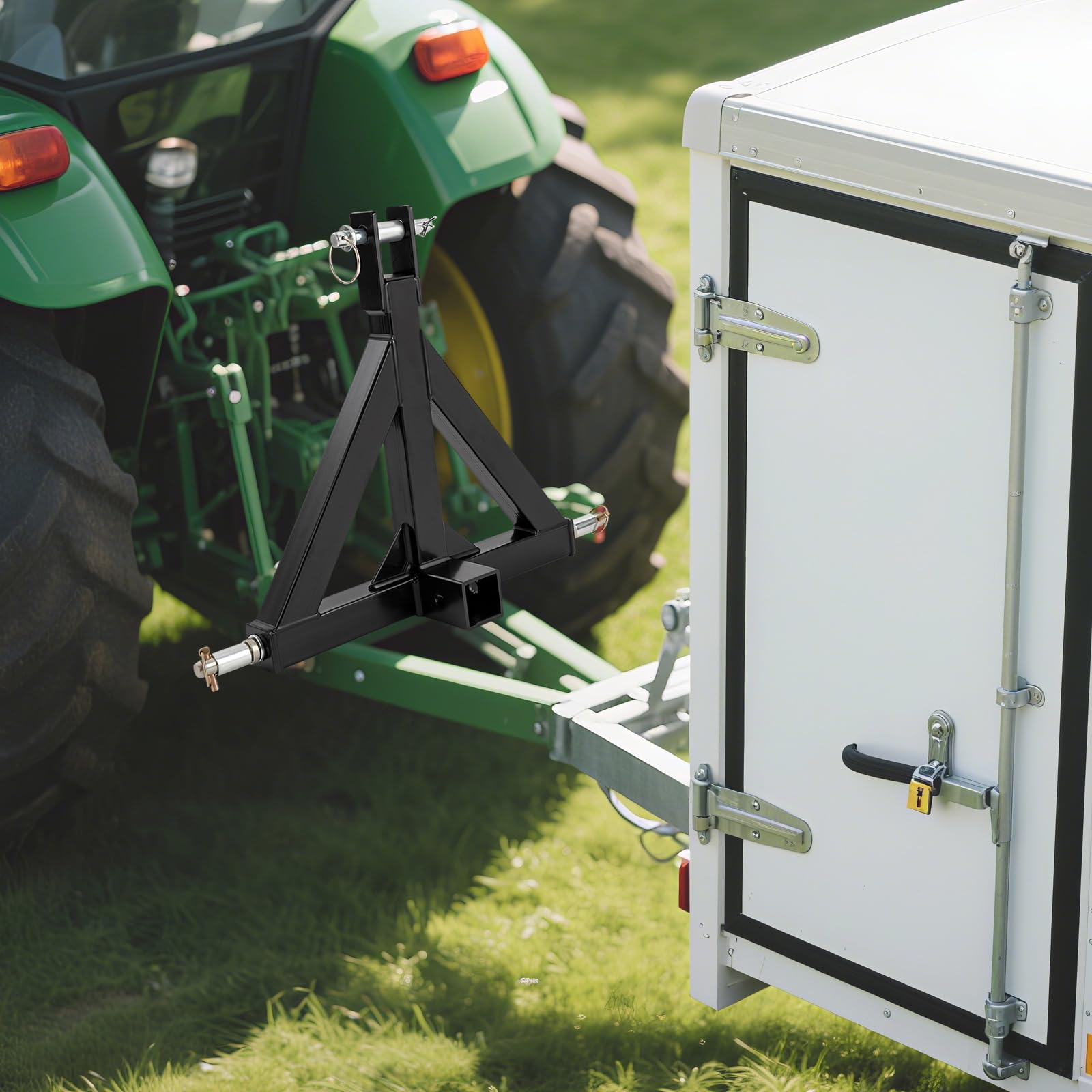 Adaptador de 3 puntos para tractor resistente con receptor de 2 pulgadas, adaptador de enganche para remolque, equipo agrícola, ferrocarril de granja, triángulo para granja, negro