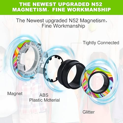 Miniatura 3 de Paquete de 9 anillos magnéticos para ansiedad, imanes giratorios para aliviar el estrés con TDAH, anillo mágico de dedos para entrenamiento, alivia