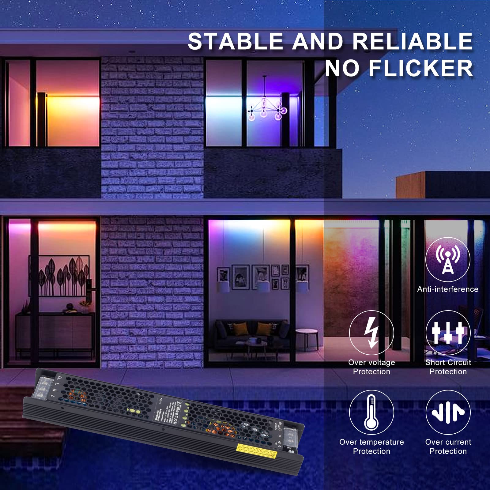 Transformador LED de 12 V, 200 W, 16,6 A, regulable, CA 230 V a 12 V CC, controlador electrónico de bajo voltaje, fuente de alimentación conmutada de voltaje constante, TriAC y 0/1-10 V, sin