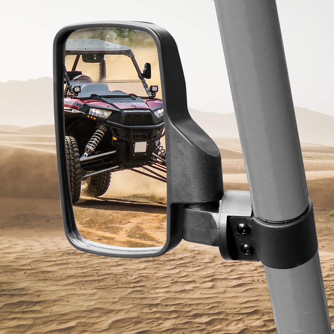 X AUTOHAUX 1.75" 2" Clamp UTV Rear View Center Side Mirror Set for Polaris RZR for Ranger for Yamaha for Kawasaki for Honda for Can Am