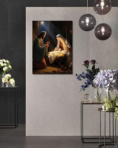 Miniatura 8 de GLOKAKA Lienzo decorativo para pared, pintura al óleo de Santa María, arte de pared de la madre de Jesucristo, Virgen María, Virgen María, Madonna,