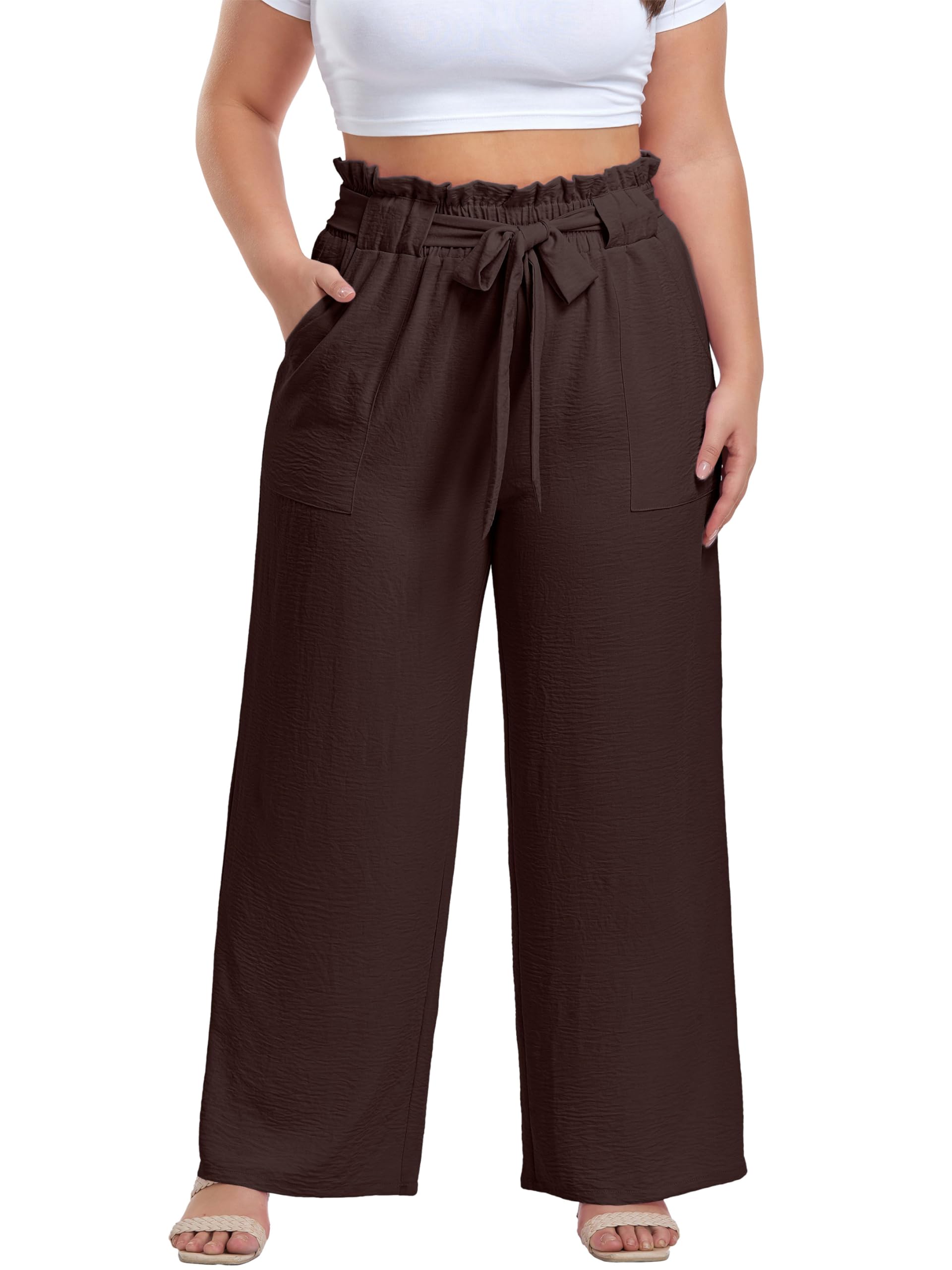 OLRIK Plus Size Pants for Women High Waisted Wide Leg Casual Palazzo Pants