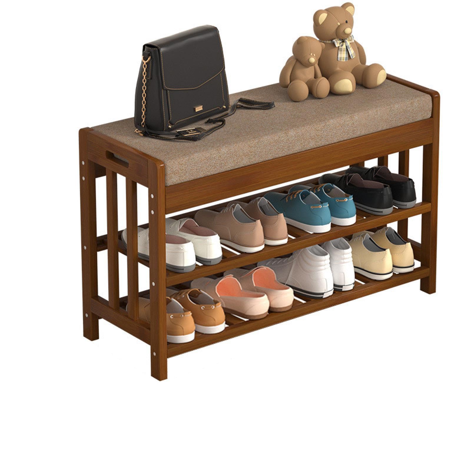OWKAY Shoe Bench Solid Wood Household Doorway Can Be Seated Shoe Bench Entry Shoe Cabinet Sitting Stool One Soft Padded Entry Shoe Racks
