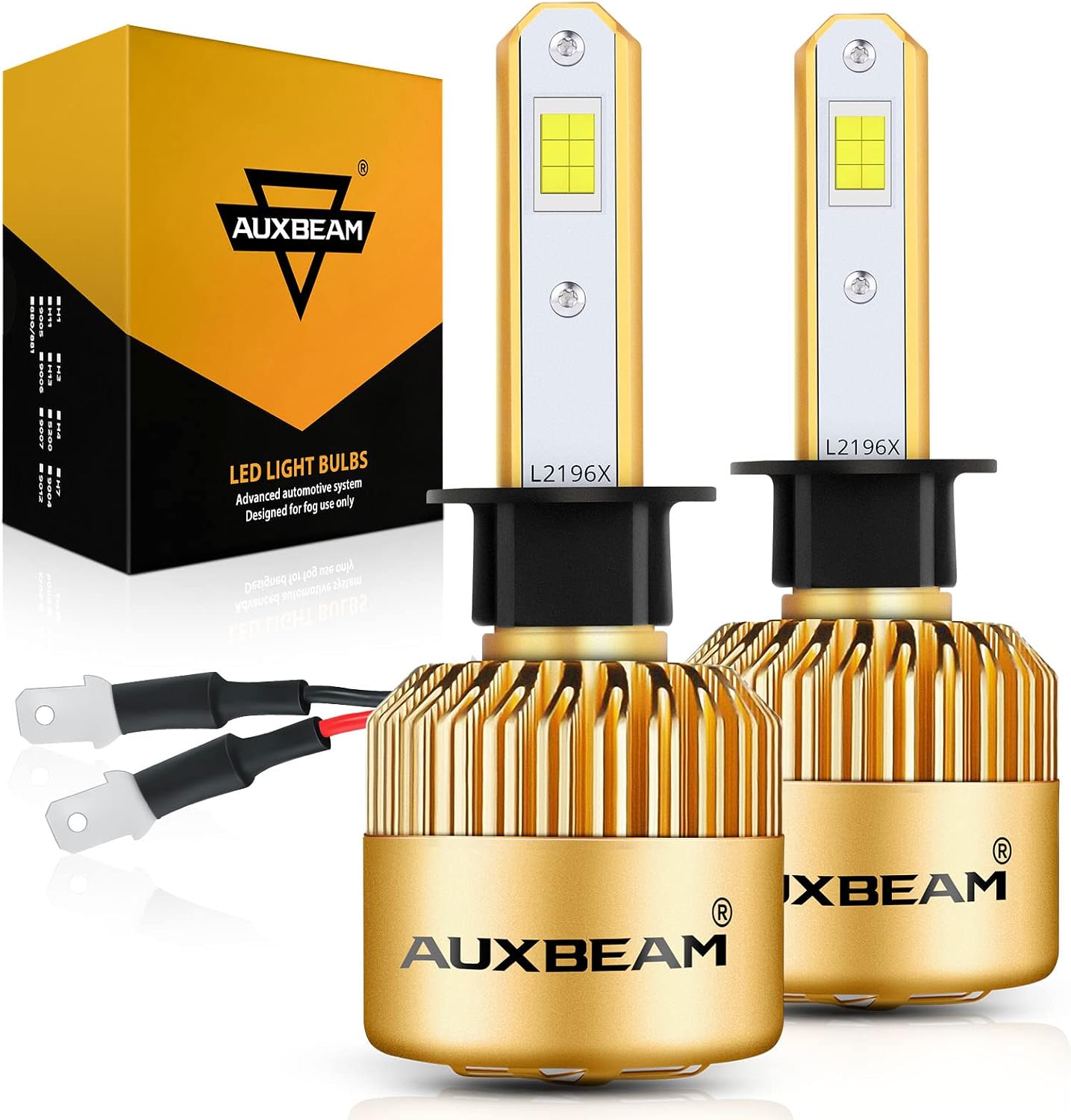 Auxbeam H1 LED Light Bulbs F-S3 Series, 10,000 Lumen 6500K LED Light Bulbs with Fan & EMC, Halogen Bulb Replacement, Pack of 2
