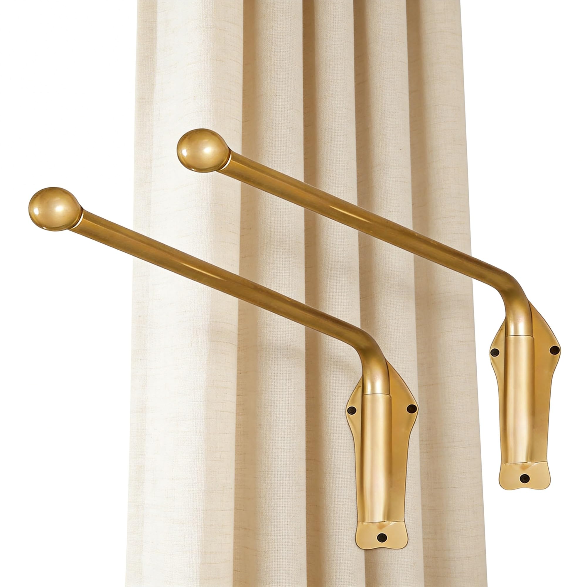 Tringle à rideaux pivotante à 180°, lot de 2 (noir et or), support pour rideaux de salle de bain, portes et fenêtres, fenêtres latérales(Gold,50cm/19.68in)