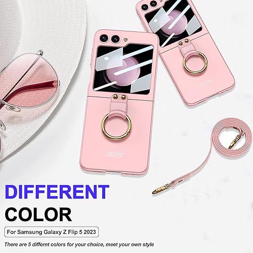 Miniatura 7 de Miimall Funda compatible con Samsung Galaxy Z Flip 5 5G 2023 con cordón (verde)