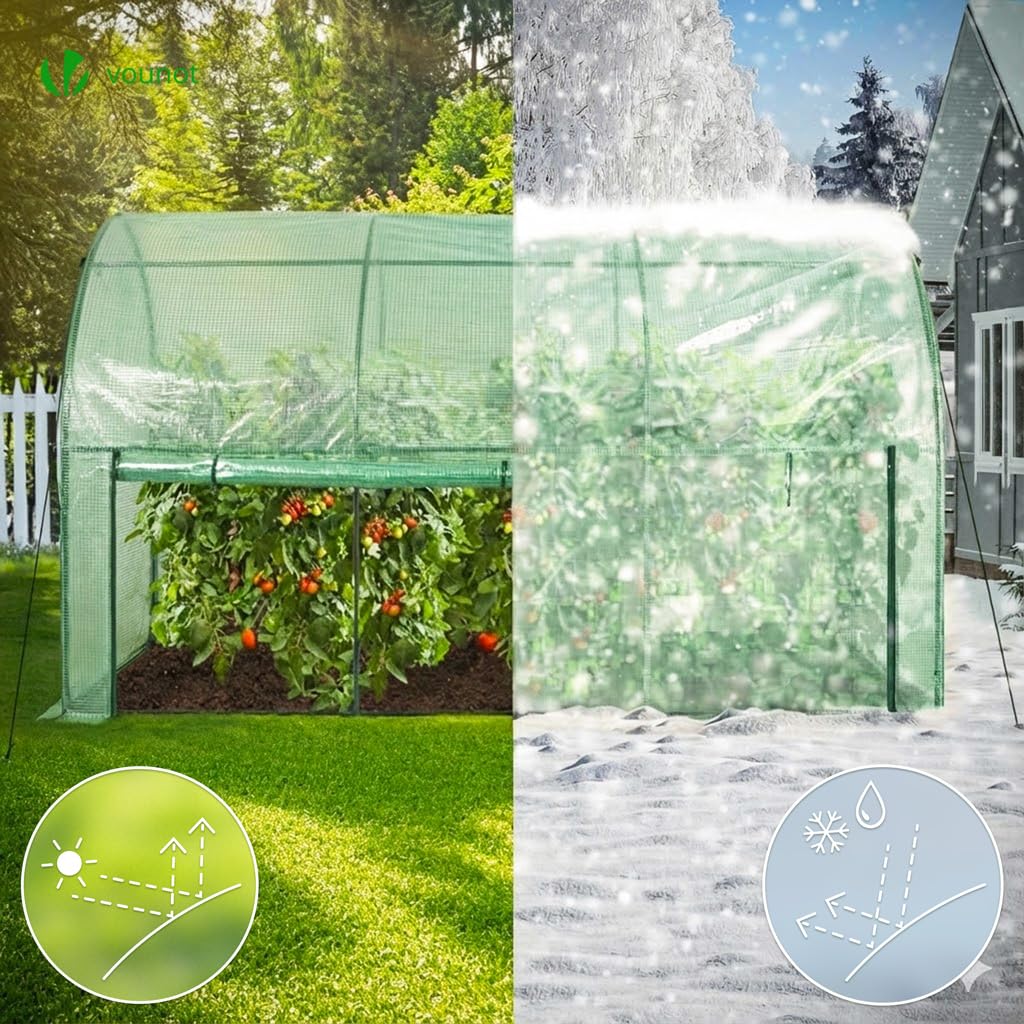 Serra Da Giardino VOUNOT 160x160x180 Cm | Bianca Con Porta A Cerniera E Finestra A Rete | Acciaio E Polietilene 135g/m²
