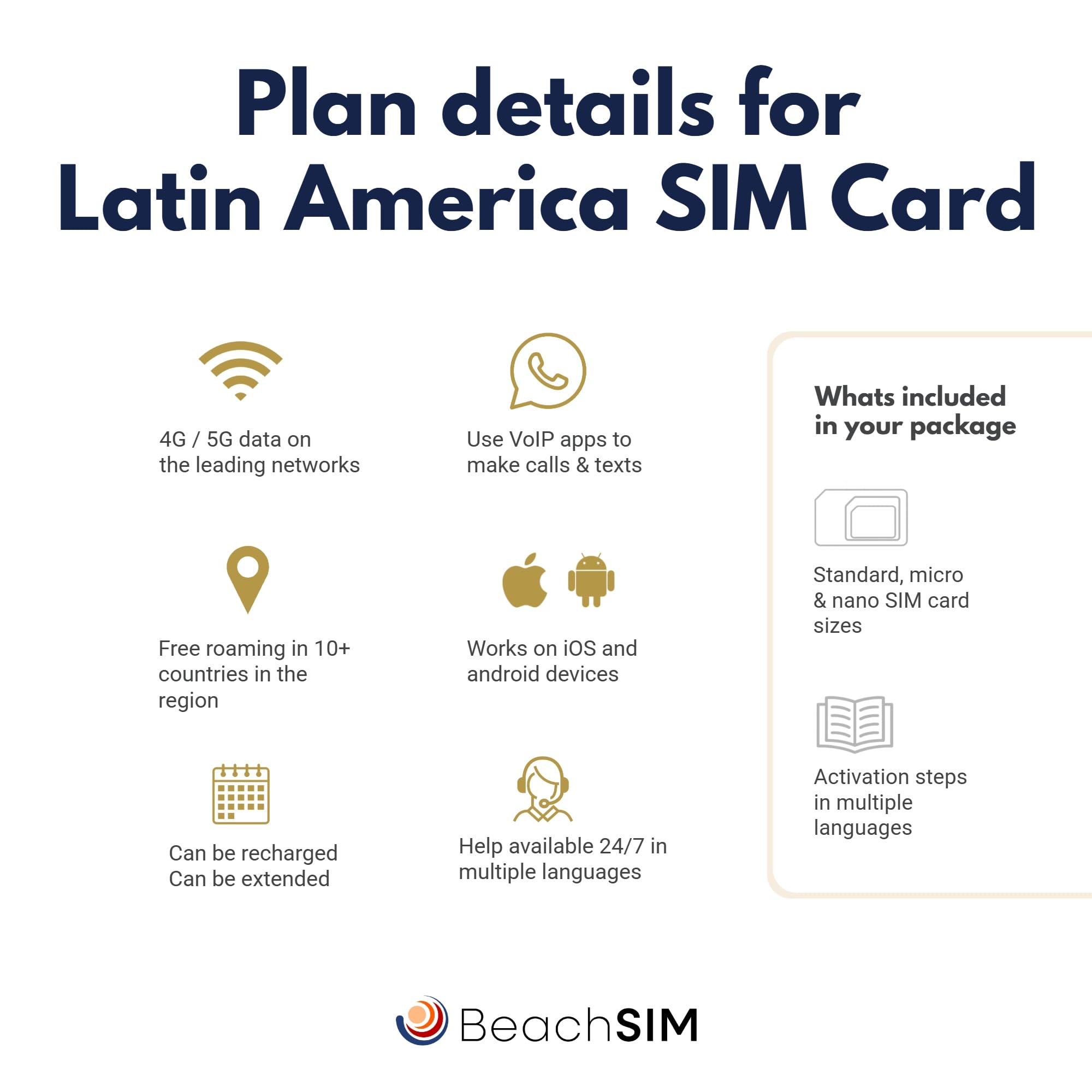 SIM Karte Südamerika 30 Tage. 12 GB Datenvolumen mit 4G/5G-Netz. Costa Rica, Brasilien, Puerto Rico und mehr als 9 weitere Länder in Lateinamerika. Nur Prepaid-Daten.