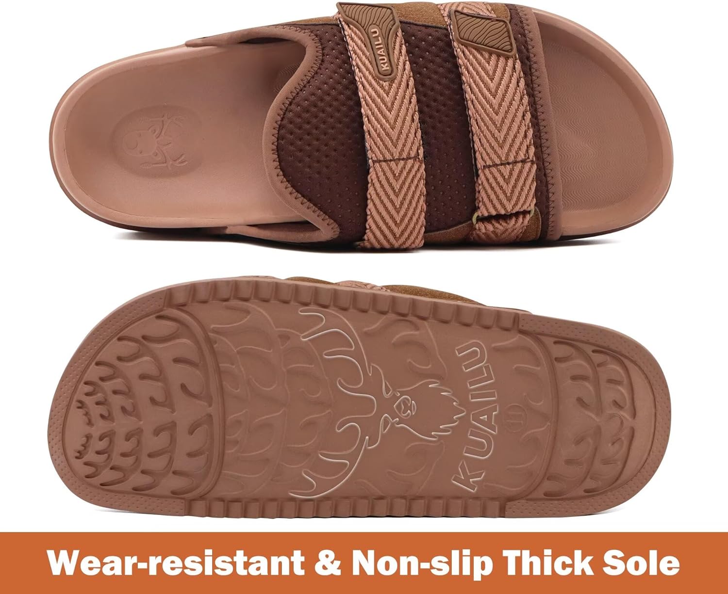 KuaiLu Mens Orthotic Sandals Comfortable Arch Support Fabric Sandal Slippers Shoes Man Casual Summer Cushion Slides Slip On Indoor Outdoor - Ultra-soft Comfort Fit Footbed - Image 5