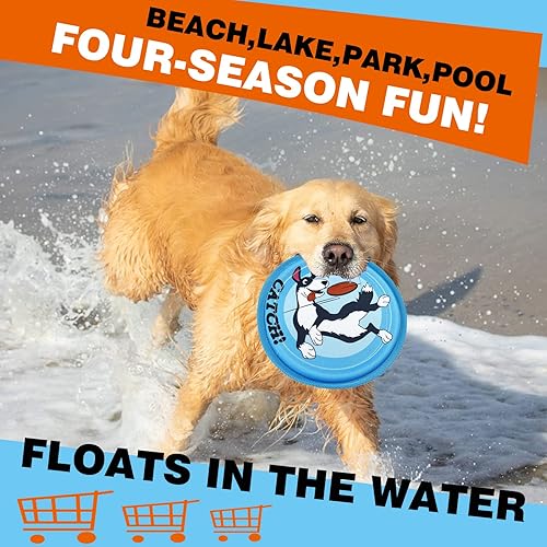 Miniatura 7 de Disco volador para perros, paquete de 3 juguetes para perros, disco volador ligero para perros pequeños y grandes, flota en el agua y seguro en los